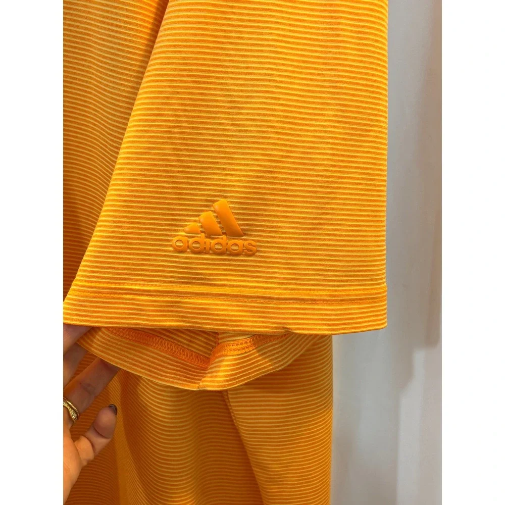 Adidas Golf Men's Polo Shirt Striped Orange White‎ Size 2XL